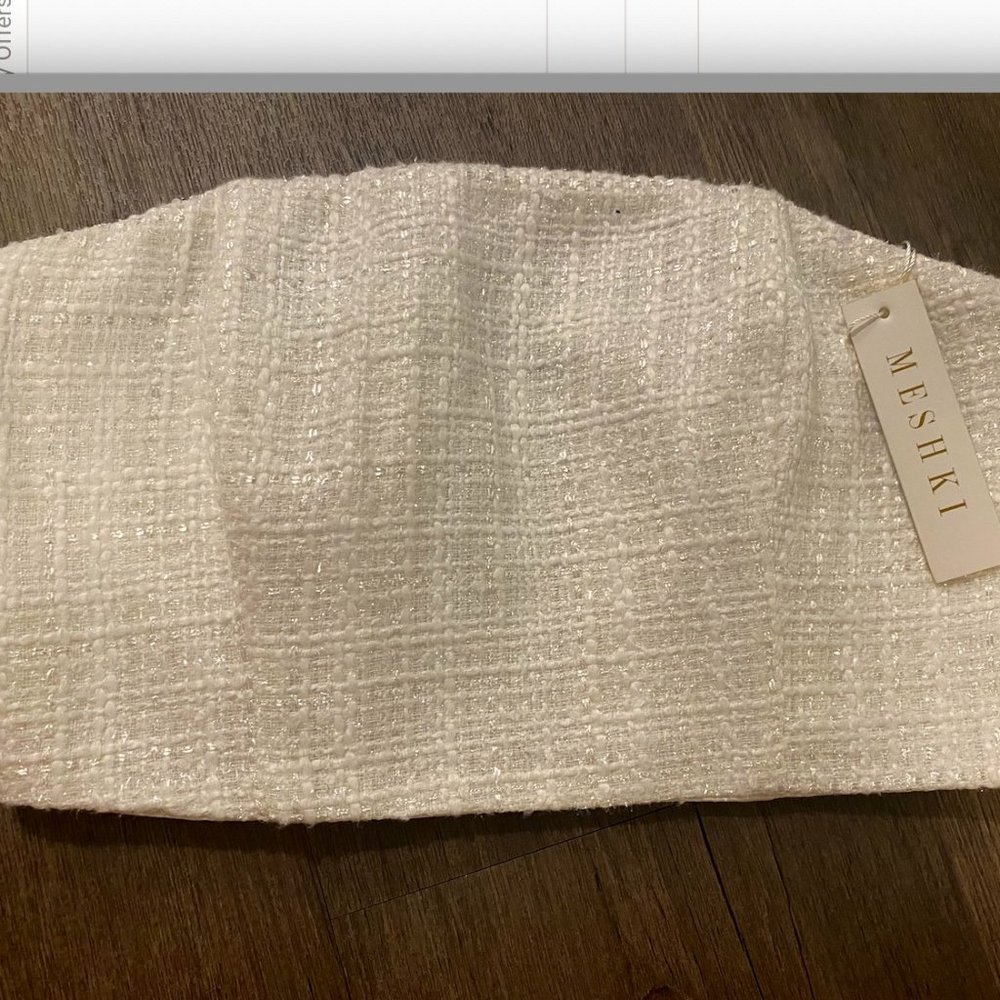 BNWT - Meshki Karl Tweed Crop Top White Sz S